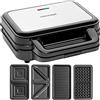 CONCEPT Hausgeräte Sandwich maker con piastre intercambiabili 4 in 1 SV3070, 900 W, nero