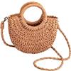 Wisebom Borsa da spiaggia Donna, Borsa in Paglia di Rattan, Borsa a Mano Borsa Piccola con Cinturini, Borsa in Tessuto per signora