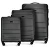 WITTCHEN valigia da viaggio set di 3 valigie trolley bagaglio a mano valigia a rotelle in ABS con 4 ruote spinner chiusura a combinazione maniglia telescopica Globe Line nero Ryanair/ITA Airways