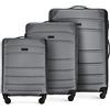 WITTCHEN valigia da viaggio set di 3 valigie trolley bagaglio a mano valigia a rotelle in ABS con 4 ruote spinner chiusura a combinazione maniglia telescopica Globe Line grigio Ryanair/ITA Airways