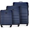 WITTCHEN valigia da viaggio set di 3 valigie trolley bagaglio a mano valigia set di valigie a rotelle in ABS con 4 ruote spinner chiusura a combinazione maniglia telescopica Globe Line blu navy