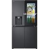 LG GMG960EVJE Frigorifero Multidoor Instaview, Frigorifero 4 Porte, Classe E, 638l, Dispenser Acqua E Ghiaccio Con Uvnano, Connettività Wi-fi Con App Thinq, Ripiano Pieghevole, Metal Fresh, Nero