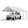 VEVOR Posto Auto Coperto Esterno, Riparo per Auto 3,05 x 6,09 x 2,87 m, Tettoia Potabile con Pareti Laterali e Porta Rimovibili, Resistente ai Raggi UV e all'Acqua, per Auto e Barca, Bianco