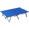 Outsunny Letto da campeggio doppio pieghevole per 2 persone fino a 136 kg 193 x 125 x 40 cm poliestere Oxford metallo blu
