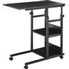 HOMCOM Tavolino da Salotto Tavolino a Rotelle Tavolino da Letto per Computer Portatile Altezza Regolabile - 2 Mensole integrate - telaio metallico Nero