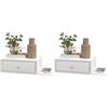 HOMCOM Set di 2 comodini da parete - set di 2 comodini da notte - ripiano laterale e cassetto - 55l x 30P x 15H cm bianco in pannello di particelle