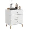 HOMCOM Comò 3 cassetti Design scandinavo Mobile da Ripostiglio MDF Bianco maniglia piedini effilato Legno Massello di pino