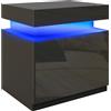 HOMCOM Comodino LED a 16 Colori e 4 Modalità con 2 Cassetti, in Legno, 45x35x52 cm, Nero | Aosom Italy