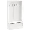 HOMCOM Mobile da ingresso con panca appendiabiti 3 in 1 5 ganci panca portaoggetti per soggiorno corridoio 96 x 34 x 179,7 cm crema