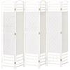 HOMCOM Separatore ambienti 6 Pannelli Pieghevoli 242L x 170H cm Legno di Pioppo Bambù Fibre di Carta Intrecciata Bianco Paglia
