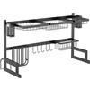 HOMCOM Asciugatrice a piatti a 2 livelli supporto per coltelli per tagliere 93 x 30 x 52,5 cm acciaio nero