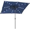 Outsunny Ombrellone da giardino Ombrellone diritto 3 x 2 m luminoso rettangolare inclinabile ombrellone LED solare acciaio poliestere ad alta densità blu