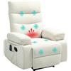 HOMCOM Poltrona massaggiante poltrona relax elettrica con funzione reclinabile vibrazione riscaldamento, telecomando incluso, crema