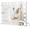 HOMCOM Specchio trucco luminoso LED intensità regolabile specchio ingrandente porta di carica USB, 80 x 62 cm