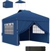 Outsunny Gazebo barnum pop-up pieghevole 3 x 3 altezza regolabile pareti laterali aperture finestre sacco da trasporto con ruote