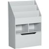 HOMCOM Libreria Etagère Multi-Rangement 3 scaffali 2 nicchie Grande cassetto in legno Grigio
