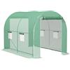 Outsunny Serra da Giardino a Tunnel Superficie Terra 6 m² telaio Tubolare rinforzato Porta con zip 4 finestre avvolgibili Verde