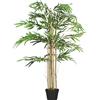 Outsunny Bambù Artificiale XXL 1,15H m albero artificiale 730 Foglie dense realistiche Vaso Incluso Nero Verde
