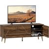 HOMCOM Mobile TV mobile in legno per televisore fino a 60 pollici con armadi ripiani piedi in acciaio 130 x 40 x 52 cm marrone