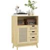 HOMCOM Buffet mobile da soggiorno con 3 cassetti armadio mensola regolabile per soggiorno cucina 60 x 30 x 81 cm legno naturale