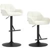HOMCOM Set di 2 sgabelli da bar sedie da bar altezza regolabile tessuto effetto lino e base in acciaio 52,5 x 53 x 86,5-108 cm crema