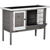 PawHut Clapier in legno per coniglio con tetto in asfalto mangiatoia vassoio amovibile e 2 porte 91 x 46 x 71 cm grigio