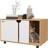 PawHut Mobile per lettiera maisonette per gatti su piedi, 2 in 1 porte stile scandinavo 80 x 48 x 48 cm naturale e bianco