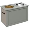 PawHut Porta-gamelle rialzato per cani e gatti. Dimensioni 60L x 30P x 41H cm, 2 ciotole da 2L, maniglie e contenitore in legno, grigio