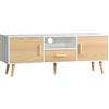 HOMCOM Mobile TV banco TV supporto TV per televisione fino a 46 pollici stile nordico con 1 cassetto, 2 armadietti, 1 nicchia, 1 passacavi - 120 x 37 x 45,5 cm