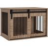 PawHut Gabbia cuccia per cane animali interni porta scorrevole, metallo effetto legno, dim. 57H x 80L x 54P cm