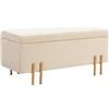 HOMCOM Panca Fondo Letto Moderna con Spazio Contenitore Interno, in Poliestere Beige, 100x40x42 cm | Aosom Italy