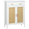 HOMCOM Mobile porta scarpe con 2 ante effetto intreccio rattan cassetto 80 x 35 x 110 cm bianco