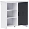 HOMCOM Buffet - Mobile da Stoccaggio su piede 3 nicchie Armadio - in Legno e porta in metallo grigio