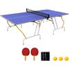 SPORTNOW Tavolo da ping pong pieghevole compatto con 2 racchette + 3 palline 274L x 152,5l x 76H cm blu