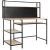HOMCOM Scrivania con ripiani scrivania informatica scrivania da computer con 4 ripiani, ampio piano e lavagnetta nera per salotto camera ufficio a casa 120L x 53P x 126H cm, rovere e nero