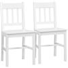 HOMCOM Set di 2 sedie da pranzo in legno massiccio sedia da cucina schienale a doghe stile casa di campagna bianco