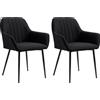 HOMCOM Sedie da Sala da Pranzo Sedie da Visita Design scandinavo - Set di 2 sedie - Piedi affusolati in metallo Nero