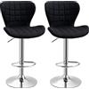 HOMCOM Set di 2 Sgabelli da Bar Design Contemporaneo Altezza d'Assise Regolabile 59-81 cm Girevoli 360° Lino Nero