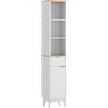HOMCOM Armadio da bagno mobile colonna bagno con 3 ripiani aperti, cassetto e 2 ripiani regolabili 33 x 30 x 170 cm bianco