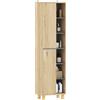 HOMCOM Mobile colonna bagno, armadio bagno con 6 scomparti aperti e 2 armadi, legno naturale