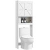 HOMCOM Armadio portaoggetti sopra il water, mobile da bagno con armadio 2 ante scaffale 58,5L x 23l x 170H cm bianco