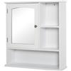 kleankin Armadio Murale Bagno Armadietto a Specchio Toilette 1 Anta Vano + Mensole Laterali MDF Bianco