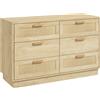 HOMCOM Cassettiera 6 Cassetti Stile Boho per Camera e Ingresso in Legno e Rattan, 110x40x69 cm, Rovere | Aosom Italy