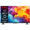 TCL P655 Serie P65 Smart TV Ultra HD 4K 43 43P655, Dolby Audio, Controlli vocali, Google TV