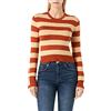 JJXX Jxvalentina LS Soft Stripe Cropped Knit Maglione, Bombay Marrone/Strisce/Beige, S Donna