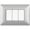 Biesse Placca Argento Satinato 3 Posti Bticino Matix Compatibile | Design Sofisticato