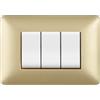 Biesse Placca 3 Moduli Champagne Oro Satinato Compatibile Bticino Matix | Eleganza Raffinata