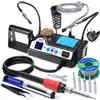 WEP 927-IV V1 Kit Saldatore a Stagno 110W con 3 Canali Preimpostati, Modalità Sleep, Lente d'Ingrandimento LED, 5 Punte per Saldatura Extra, 2 Mani Ausiliari, Solder Wire, Pinzette (EU Plug)