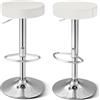 COSTWAY 2 Sgabelli Regolabile in Altezza in Finta Pelle 63-84,5 cm, Sgabello Cucina Girevole con Poggiapiedi e Base Antiscivolo, Sedia Portata 115 kg per Sala da Pranzo e Penisola Cucina