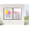 GILDE Quadro moderno in legno e metallo, rettangolare, lucido, 36 x 56 cm, nero/bianco